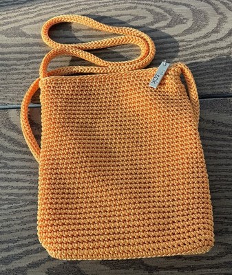 The Sak Crochet Crossbody Purse Bag Orange 8x7 Zipper Nylon | eBay