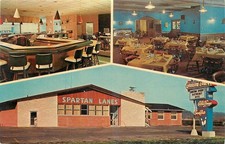 Spartan Lanes Sparta WI Bowling Alley Bar Restaurant Vintage Postcard