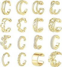 16PCS Ear Cuff Earrings for Women Non Piercing 14K Golded Silver