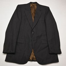 Vtg USA Christian Dior 40L Brown Flannel Wool Stripe Blazer Jacket Sport Coat