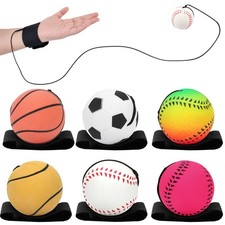 6 Pcs Baseballs Wrist Return Ball on a String 2.36 Inch Rebound Bouncy Ball w...