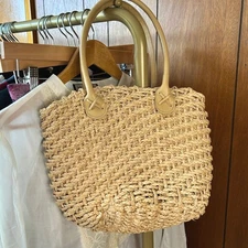 Capelli Straworld Woven Straw Tote Bag Tan Beige Purse Summer Beach Handbag