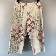 Vtg Chico's Design Asian Calligraphy Print Wide Leg Crop Pants Size 2 x 22