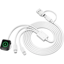 3-in-2 Multi Charging Cable USB-C for iPhone & Apple Watch 4FT Fast Charge