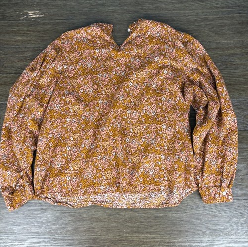 UNIVERSAL THREAD XXL Retro Top Puff Sleeve Orange Pink Floral Mod Blouse - Picture 6 of 10