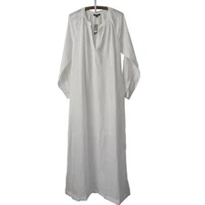 J. Crew Cabana Dress in Linen Midi Slits Size Small White NWT $168 CI918