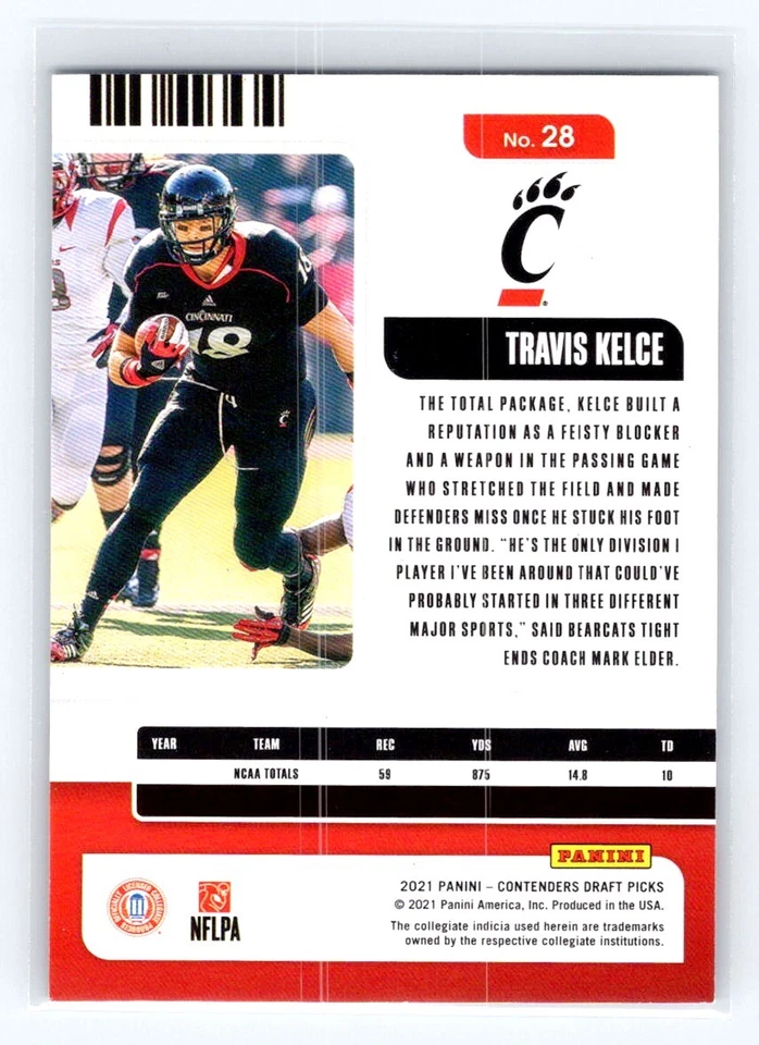 2021 Panini Contenders Draft Picks #28 Travis Kelce Blue #/99 - Image 2 of 2