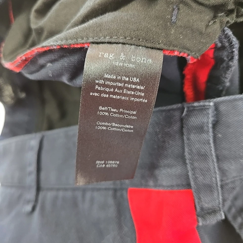 Rag & Bone Corbin Slim Fit Cargo Pants Navy Blue & Red Mens 32x30 Made in USA - Image 4 of 4
