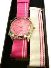 NEW Pink Women’s Watch Interchangeable Fabric Bands Set of 2