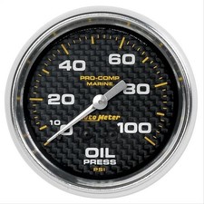 Auto Meter Marine 200777-40 2-58 Oil Pressure 0-100 Psi Marine Carbon Fiber Auto Meter Marine 200777-40 2-58 Oil Pressure 0-100 Psi Marine Carbon Fiber