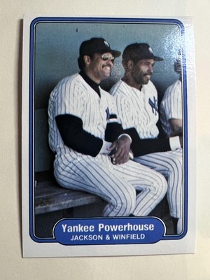 1982 Fleer #646a Yankee Powerhouse Reggie Jackson, Dave Winfield ''No comma''