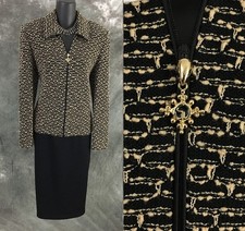 BEAUTIFUL St John collection jacket knit black multi suit blazer size 6