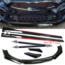 For KIA Forte Sedan Glossy Black Look Red Front Lip Chin Bumper Side Skirt