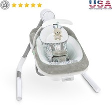Portable Infant Swing Vibrating Baby 3 Position Adjustable Seat Toy Bar USB New