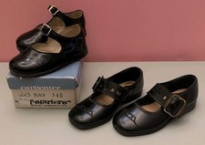 Vtg Leather Baby Shoes "Self Starters" In Box And Vtg Black Leather Mary Janes