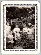 Vtg Snapshot Group Of Children In Garden 1920s
