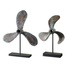 Uttermost 19947 Brown Propellers Sculptural Object - 2 Piece Set