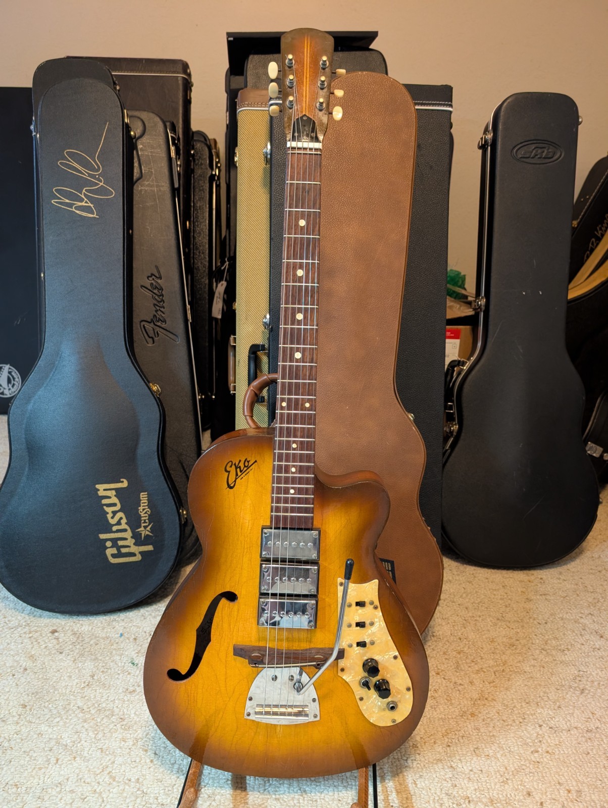 1960s Eko Model 100 Hot Rod Electric Guitar Vintage 3-Pickup Archtop Conversion