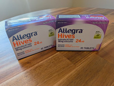 2 NEW Allegra Hives Non-Drowsy Antihistamine 180 mg 24 HR 30 Tablets Exp 04/2027