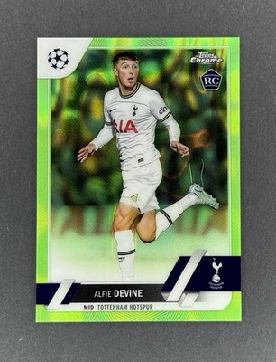 Alfie Devine RC 2022-23 Topps Chrome UEFA  Neon Green Lava Sp Rookie #129 Spurs