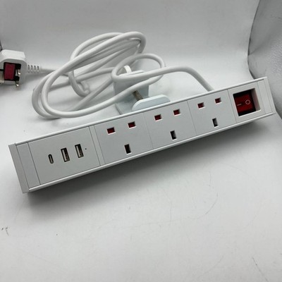Tischsteckdosen mit 3-fach 1 USB C2 USB A Desktop Verlängerungskabel 2 m weiß