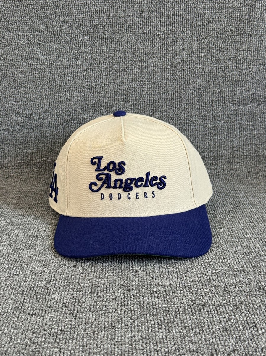 Mitchell & Ness Los Angeles Dodgers MLB Snapback Hat Cream Blue Script Logo