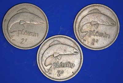 Sammlung von 3 Irish Ireland EIRE Gulden, Lachsmünzen, verschiedene Daten [33932]