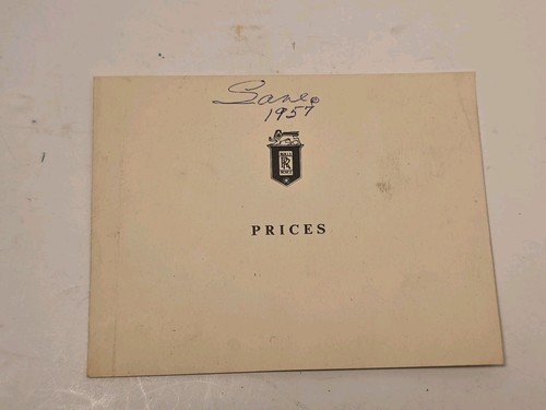 Vintage 1957 Rolls Royce Silver Cloud Silver Cloud Price List Card Brochure UK