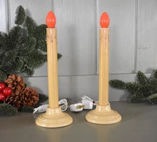 Nice Pair Vintage 1940s Christmas Electric Window Candoliers with Holly Base