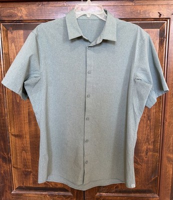 Lululemon Airing Easy Short Sleeve Shirt Mens Medium WovenAir Green / FREE SHIP