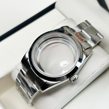 Polished Steel 36MM Sapphire Glass Watch Case Fit Japan NH35 NH36 Movement Mods