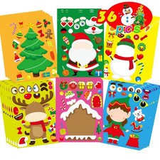 36 Sheets Christmas Party Games Stickers for Kids Make Your Own Sticker, Make...