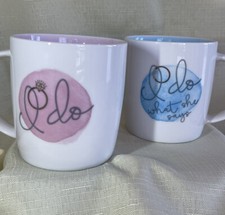 Porcelain Mug Gift Set  I do  Mr  Mrs Pink  Blue Wedding NIB