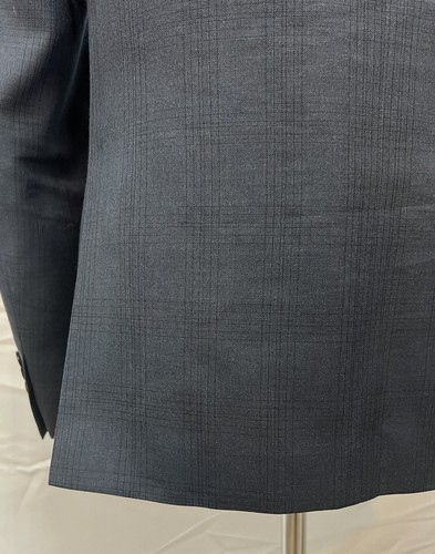 Andrew Fezza Slim Fit Navy Blue Black Plaid 2-Button Double Vented 40R Blazer - Picture 6 of 10