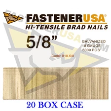 5/8" 18 Gauge Straight Brad Finish Nails 18 ga (5,000 ct) (Case of 20)