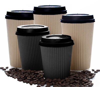 Einwegbecher mit Deckel 8 Unzen 12 Unzen 16 Unzen Kräuselung Kaffeetasse Heißgetränk Pappbecher 100