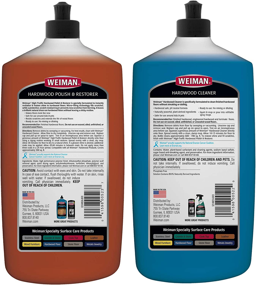 Hardwood Floor Cleaner and Polish Restorer Combo 2 Pack High