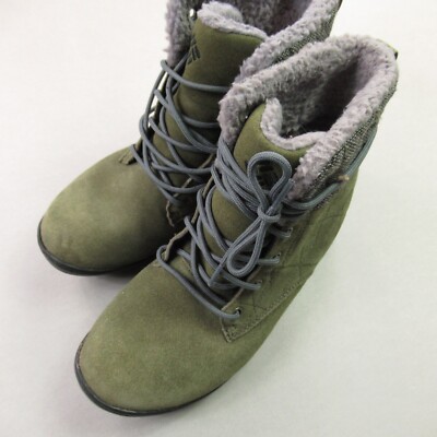 Columbia Boots Womens 6.5  Summit Wool Faux Fur Waterproof #YL5385-383 Green
