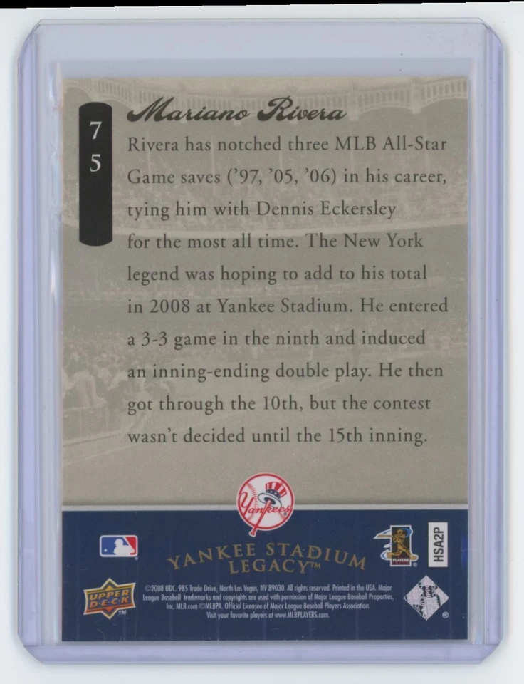 2008 Upper Deck Mariano Rivera #75 - Image 2 of 2