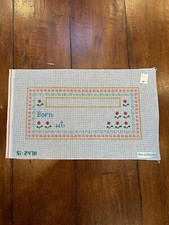 Baby Announcement Needlepoint Canvas 12x12  18 Ct Hand painted