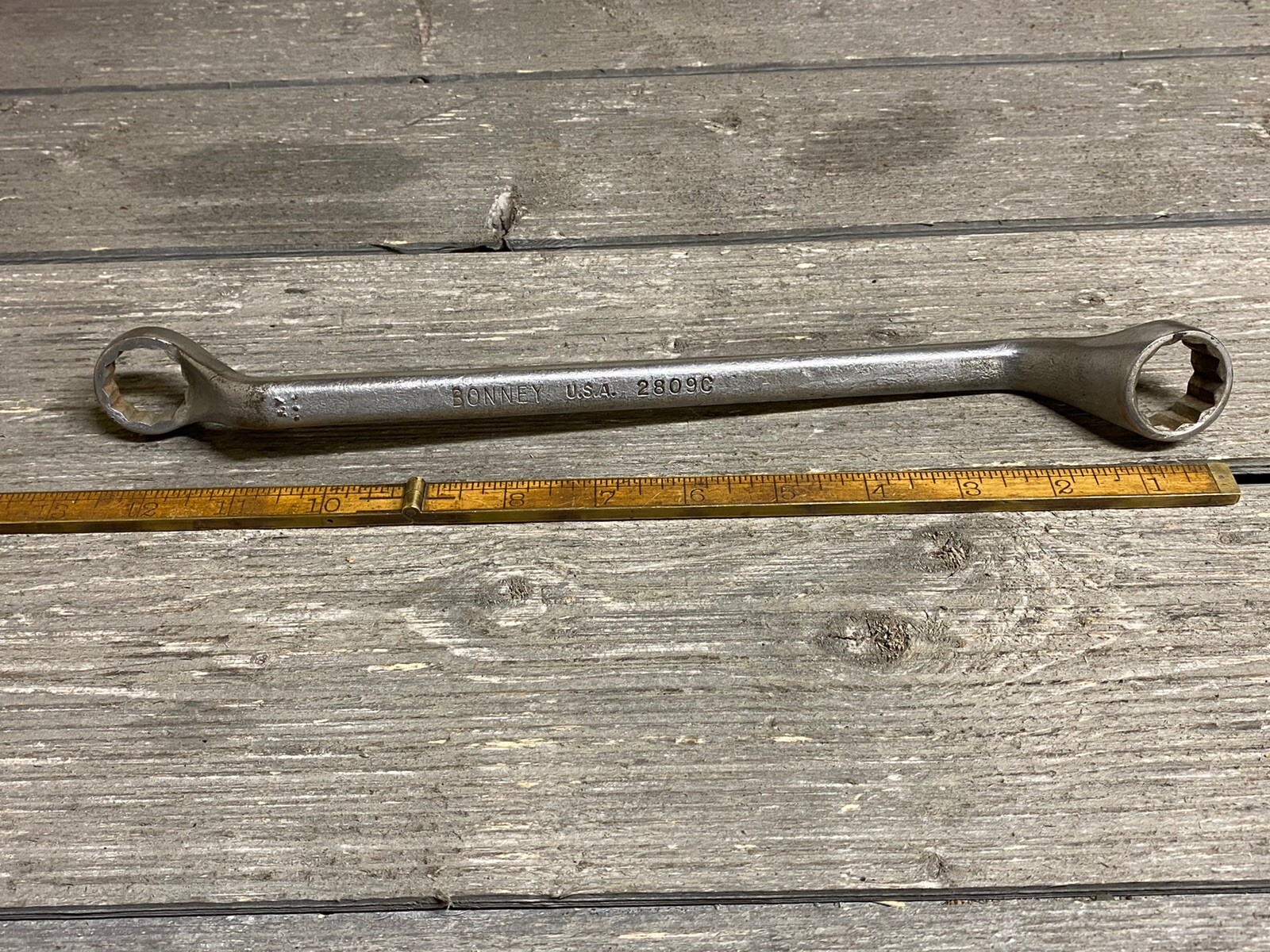 Vintage Bonney USA 28090 Double Boxed End Offset Wrench 13/16 7/8