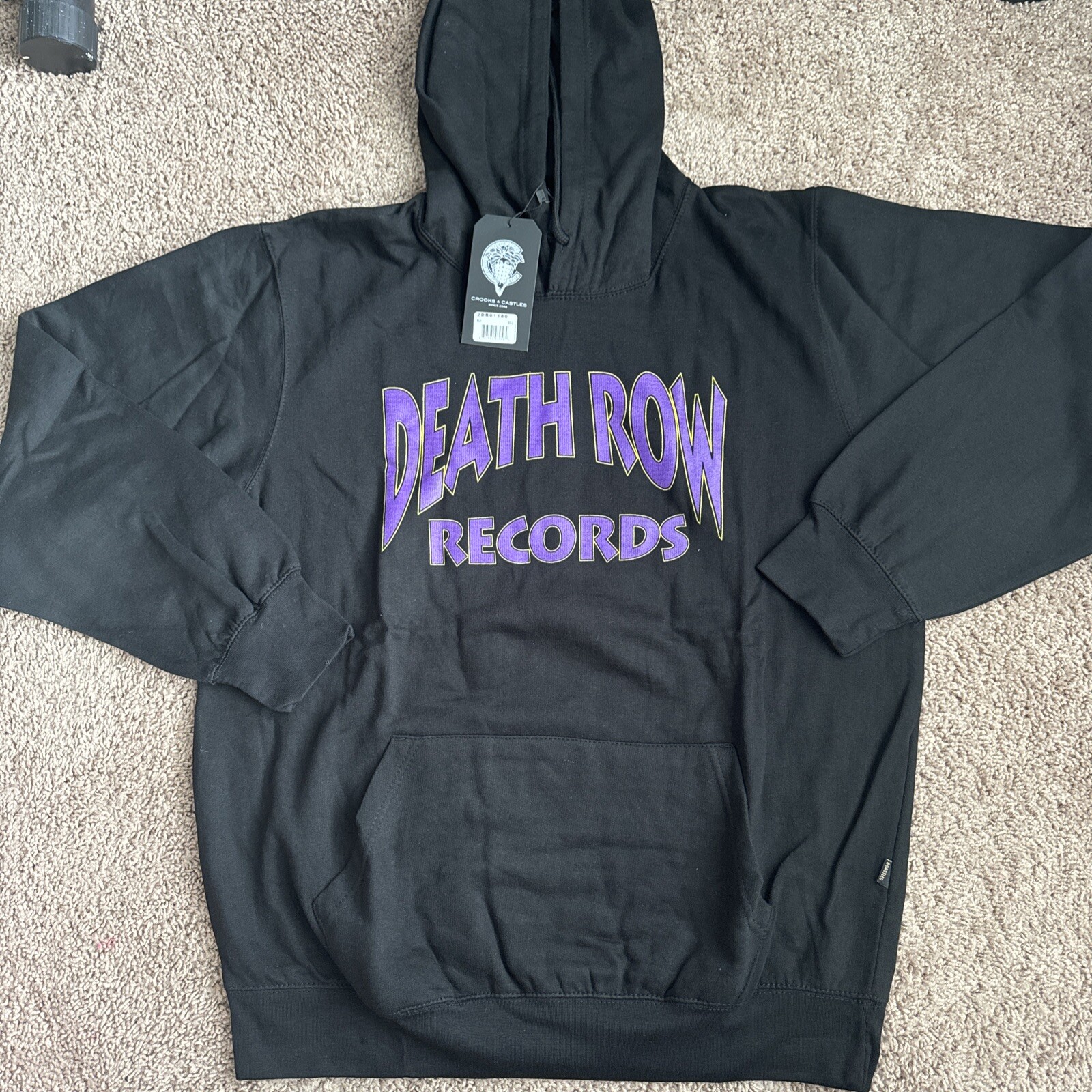 FILA Felpa con cappuccio da uomo nera Crooks & Castles Death Row Records taglia 2XL