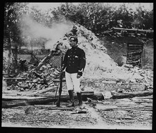 WW1 BELGIAN SOLDIER AT OUTPOST IN HACLEU Magic Lantern Slide PHOTO