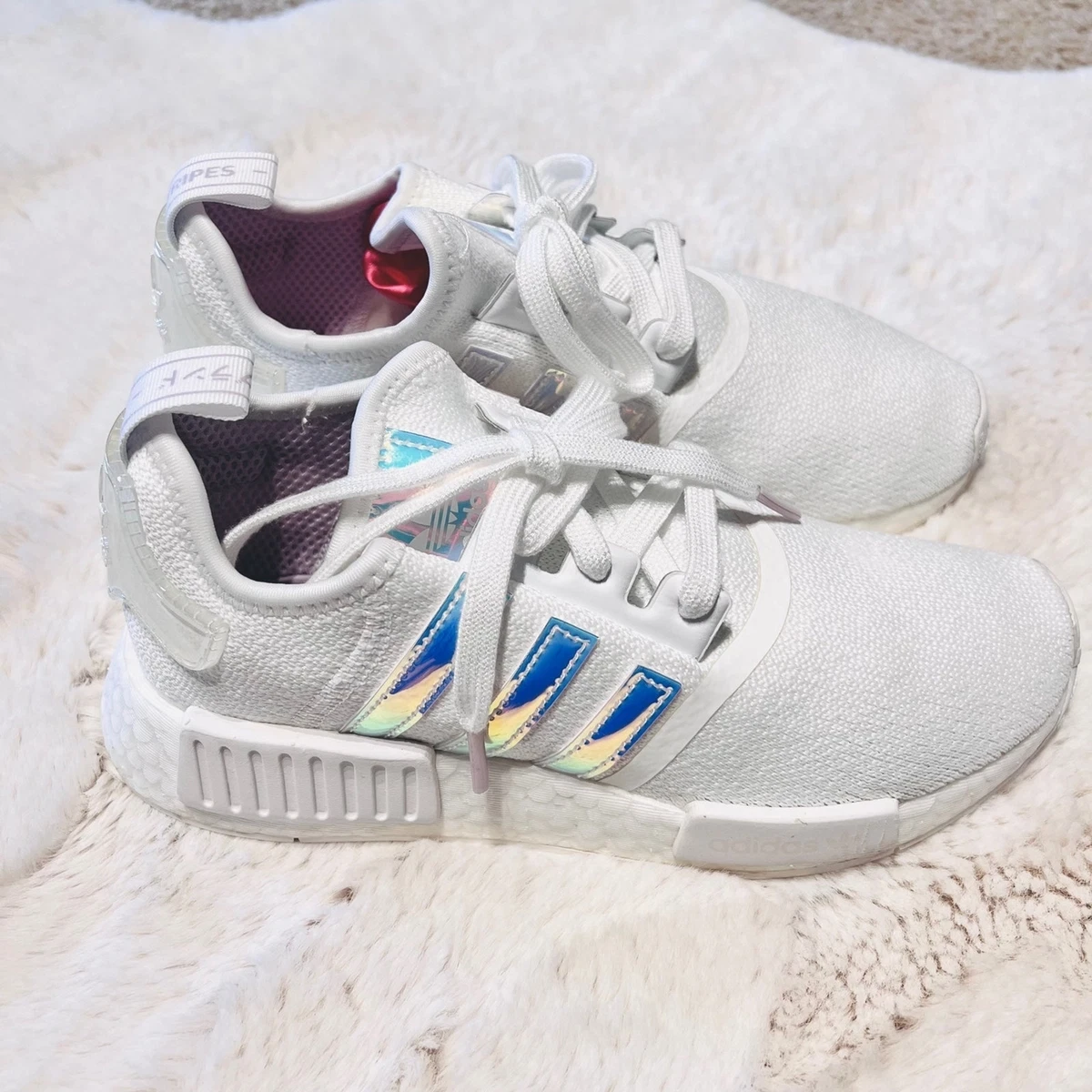 2020 Wmns NMD R1 White Iridescent Adidas White Shoes eBay