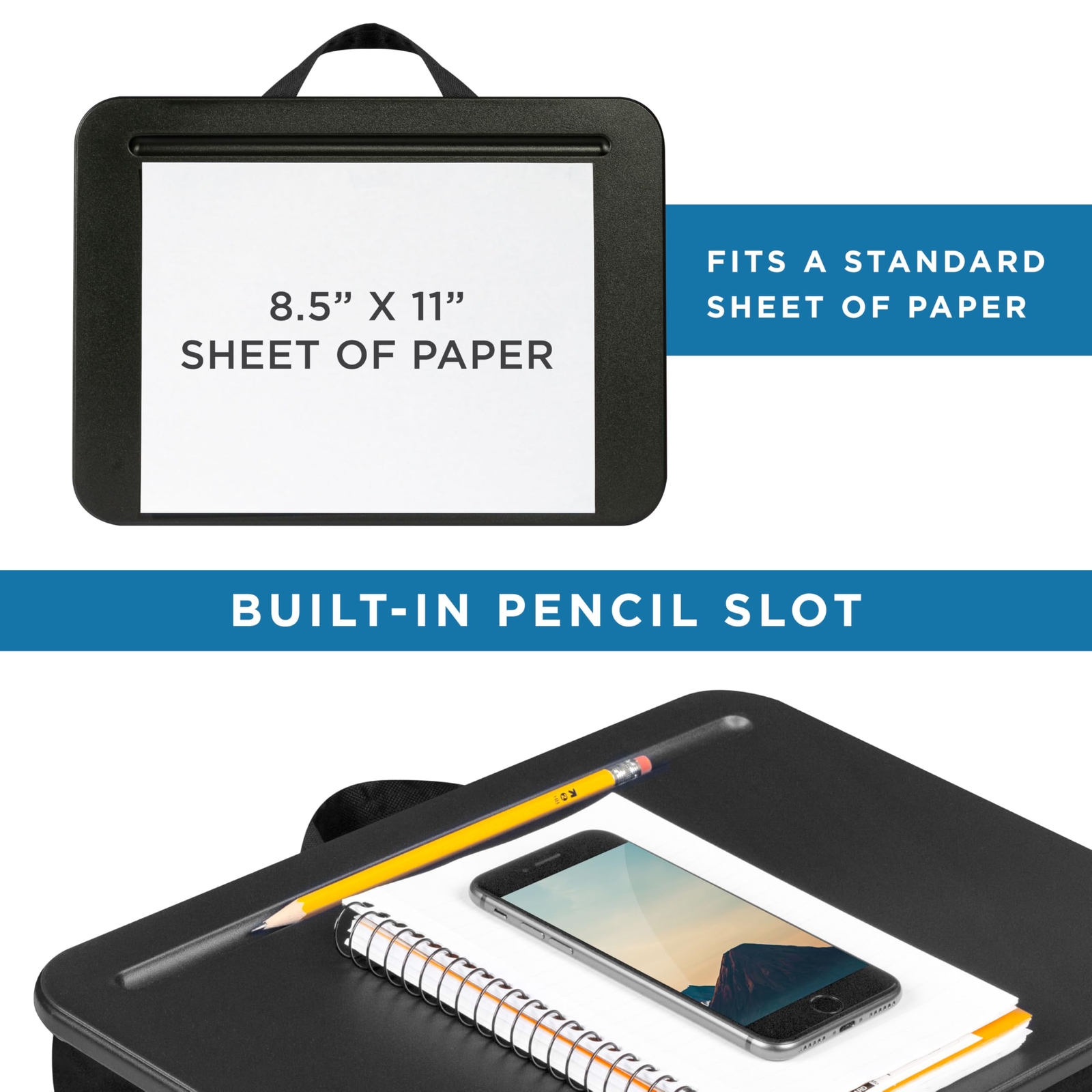 LAPGEAR Compact Lap Desk - Black - Fits up to 15 Inch Laptops - Style No. 43108