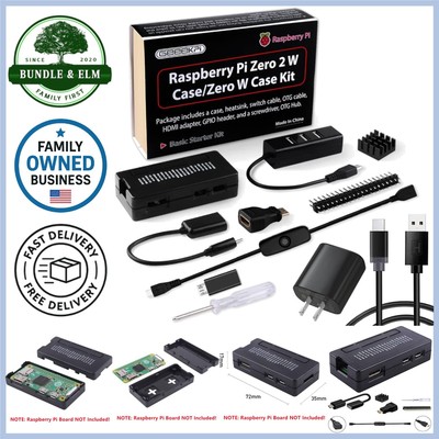 Accessory Kit Case Power Supply Heatsink 4 Port USB Hub Compatible Raspberry Pi