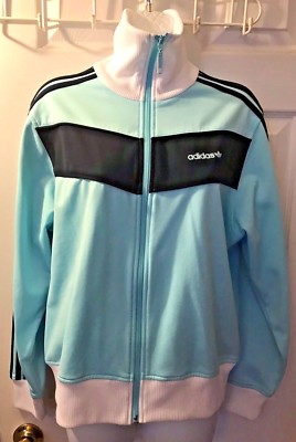 Vintage ADIDAS Track Jacket Coat Mint Turquoise Blue White