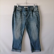 Levi Strauss Signature Gold Womens Blue Denim Mid Rise Cuffed Capri Size W32