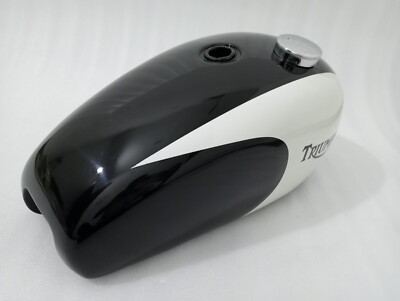 Triumph T140 Black & White Painted Aluminium Fuel Petrol Gas Tank