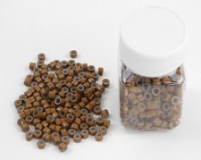 500PCS SILICONE LINED MICRO LINK RING BEADS HAIR EXTENSION CRIMP BEAD CHOCOLATE